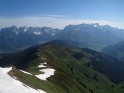 Blick zurück über den Kamm auf Steinernes Meer und Hochkönig