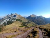 Vom Hirscheggsattel wandern wir einen Grasrücken hoch