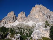 Grohmannspitze, Fünffingerspitze und Langkofel unterhalb vom Sella Joch