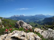 Loferer Steinberge, Berchtesgadener Alpen mit Hochkalter und Watzmann, Leoganger Steinberge (von links))