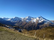 Ausblick von der Stanzscharte auf Schareck, Sonnblick, Hocharn und Ritterkopf (von links)